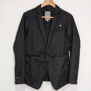 G-Star Raw Black Cotton One Button Blazer Size Small P2P 18.5"